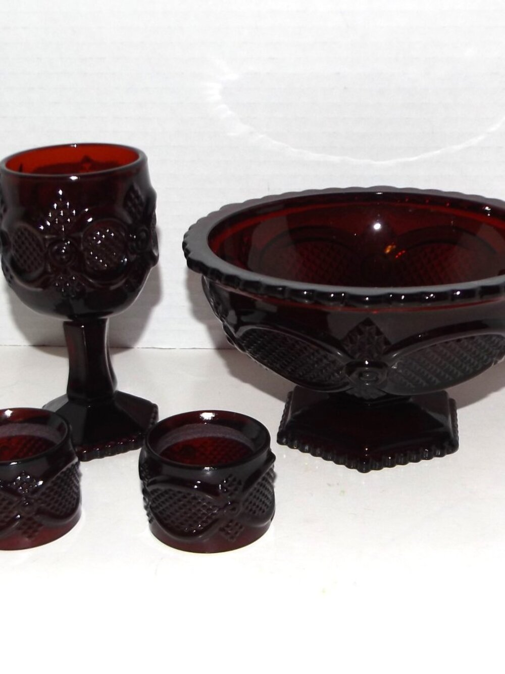 Vintage Avon 4 Pc Ruby Red Glass 1876 Cape Cod Collection